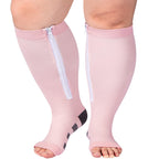 Ancrina Plus Size Zipper Compression Socks Women Toeless Compression Socks for Women Open Toe Wide Calf 15-20mmHg Support Socks