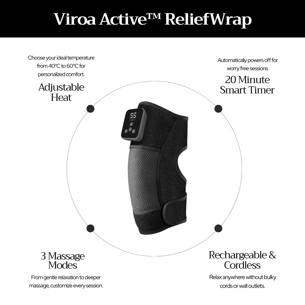 Viroa Active™ ReliefWrap | Heated Knee Massager with Heat & Vibration